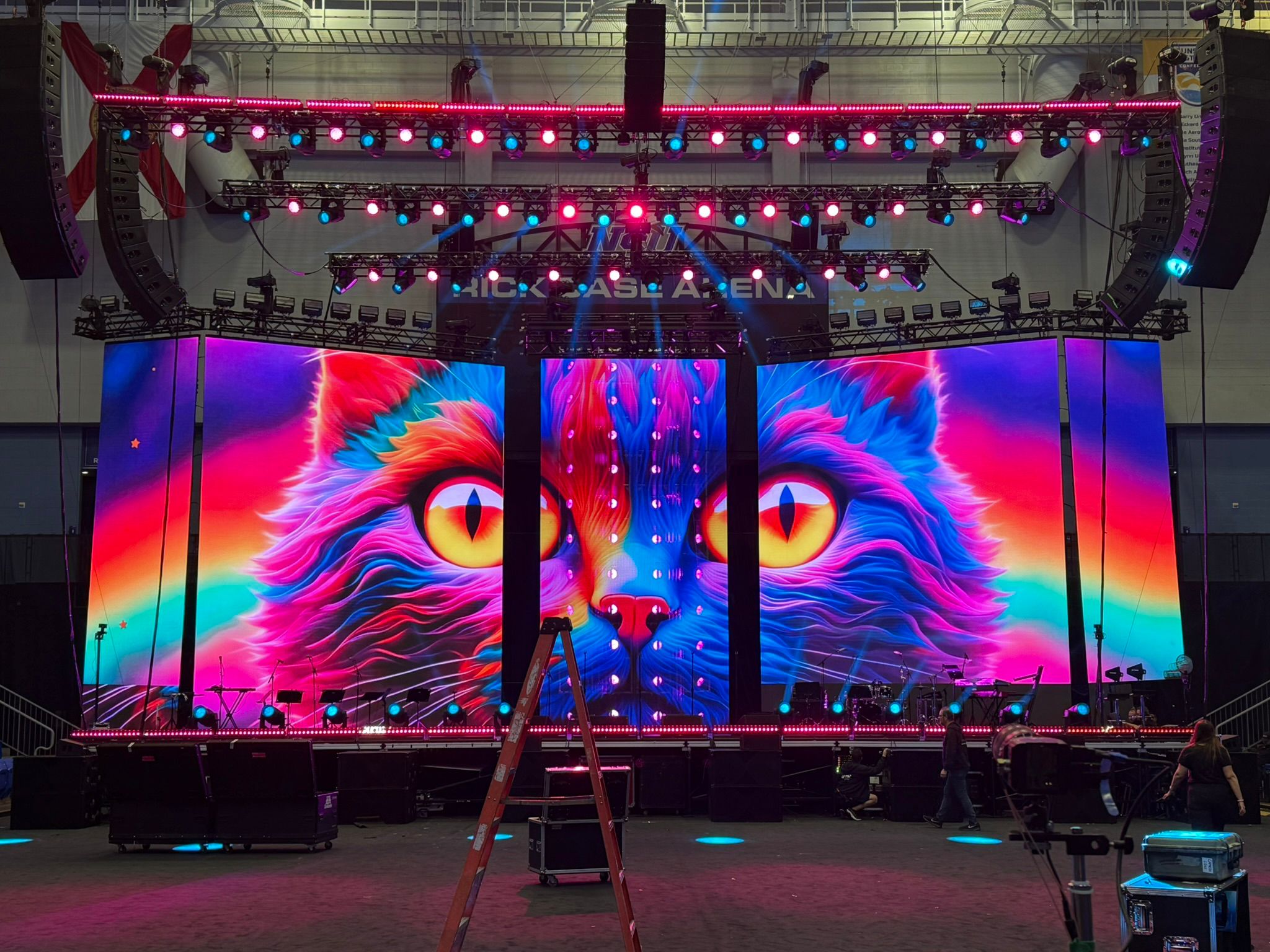 Massive LED wall display with vibrant colors at concert venue - LED lighting production Los Angeles